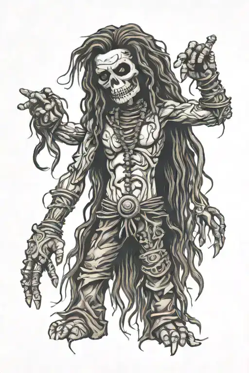 Standing Male Voodoo Doll With Long Hair And Hole In Body