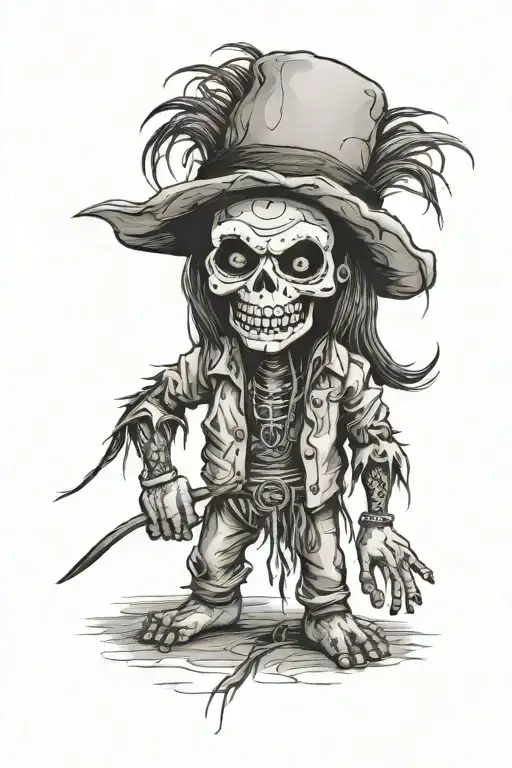 Standing Male Voodoo Doll With Long Hair And Hole In Body