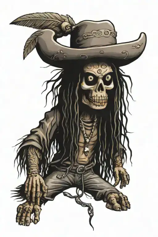 Standing Male Voodoo Doll With Long Hair And Hole In Body