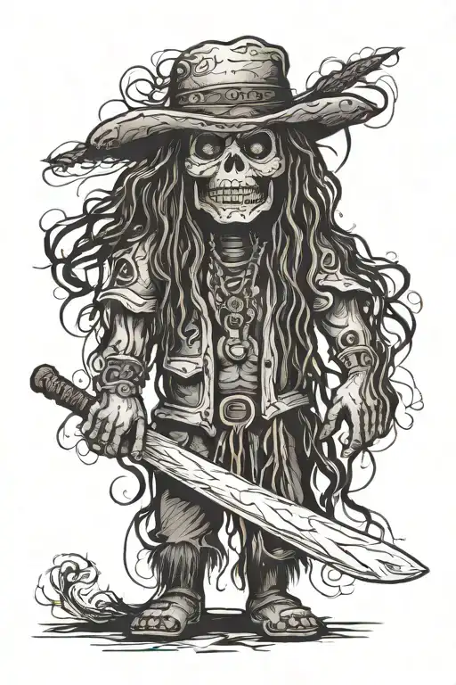 Standing Male Voodoo Doll With Long Hair And Hole In Body