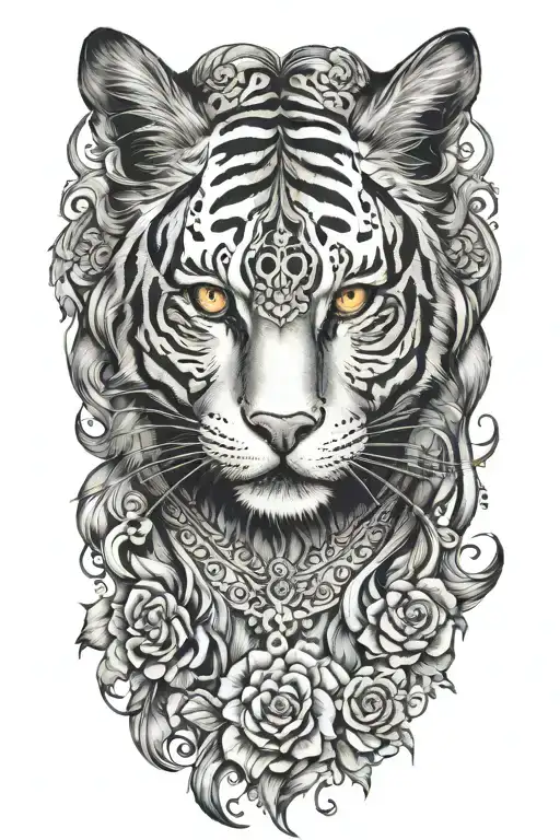 Woman With A Tiger Face