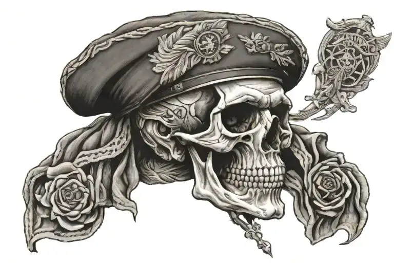 Skull Wearing Us Marine Corps Cover Wearing Hankerchief