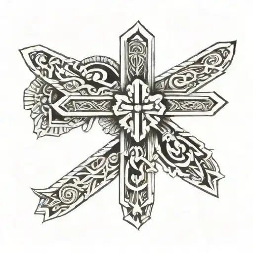 Cross With Aztec Symbols