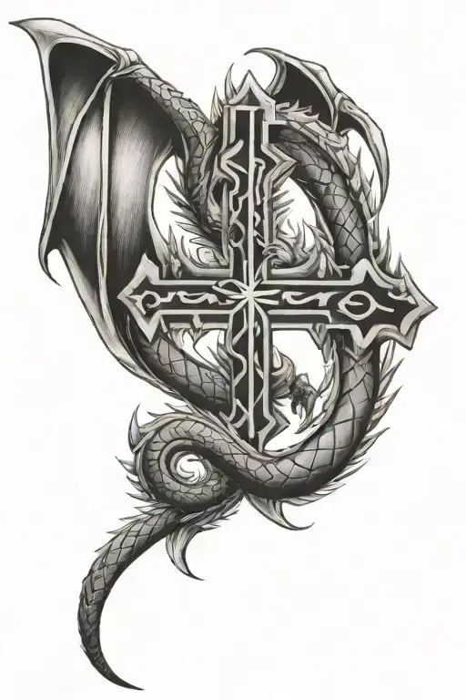 Cross With Aztec Dragon Wrapped