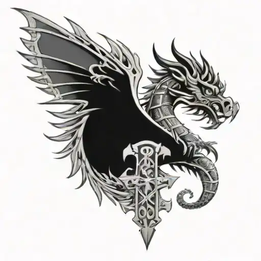 Cross With Aztec Dragon Wrapped