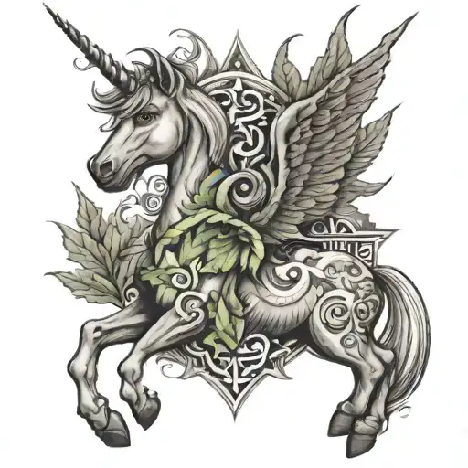 Canadian Mapleleaf And Scottish Unicorn Surrounded