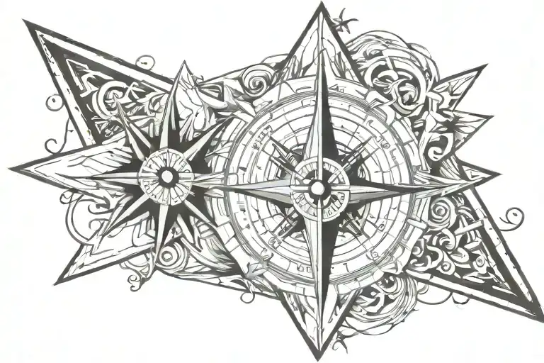 Compass Inside Triangle Outline Intertwined