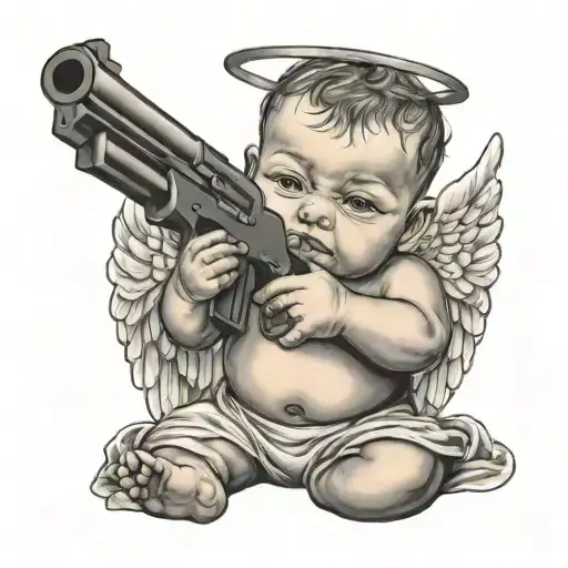 Gangser Street Baby Angel Aiming A Gun