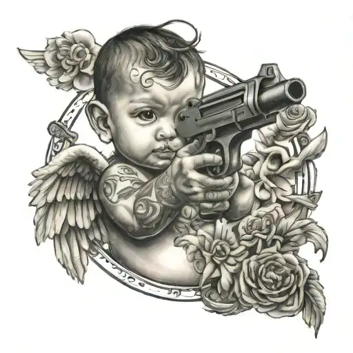 Gangser Street Baby Angel Aiming A Gun