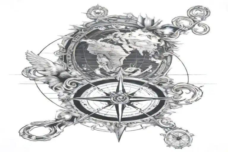 Map With Compass Surrounded