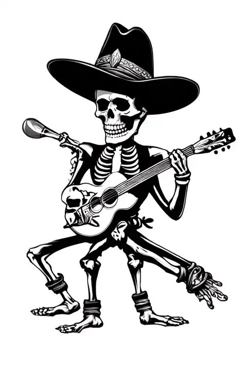 Skeleton Mariachi Skull With Hat