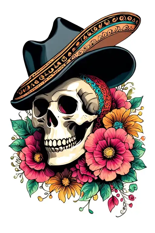 Skeleton Mariachi Skull With Hat