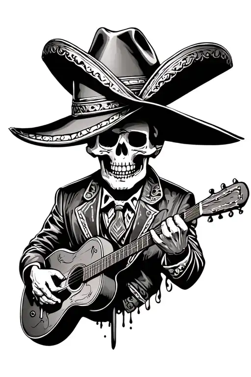Skeleton Mariachi Skull With Hat