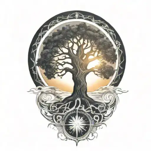 Tree Of Life And Sun And Moon