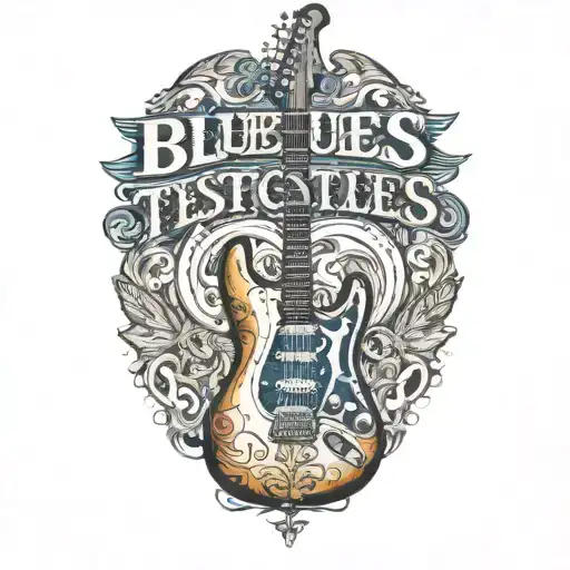 Blues Testicles' Text And Stratocaster Guitar Merging