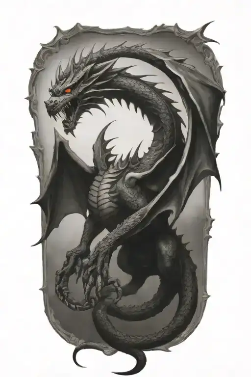 Black Dragon Full Body Shaped Like