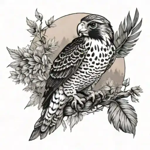 Falcon Against The Background Of Forest And Nature