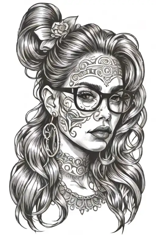 Beautiful Girl With Long Hair And Glasses