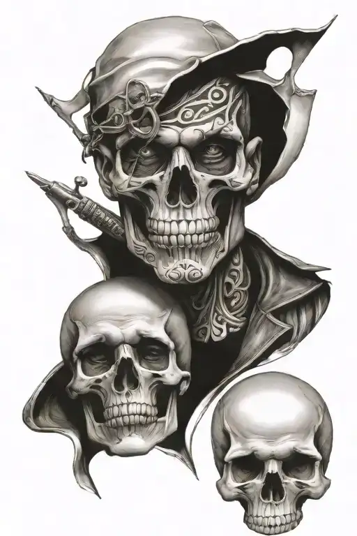 Split Personality Two Faces And A Skull