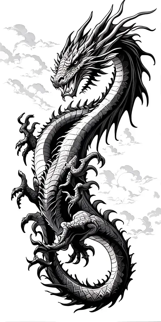 The Journey Of A Dragon Through The Sky