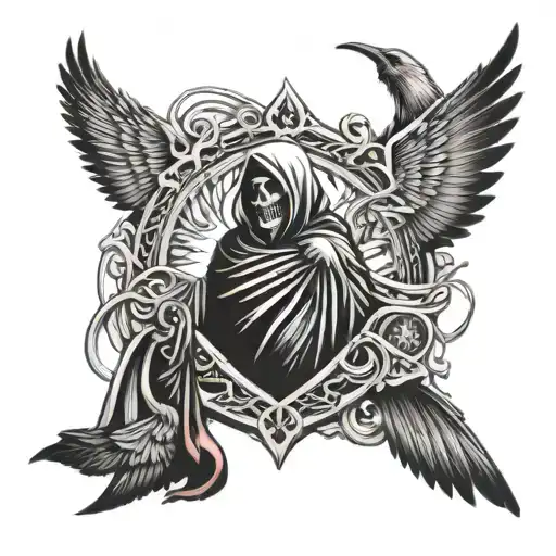 Grim Reaper Sacred Heart Raven