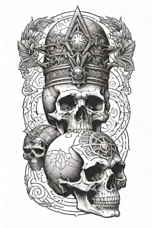 Skull Crown Egypt Pyramid Moon