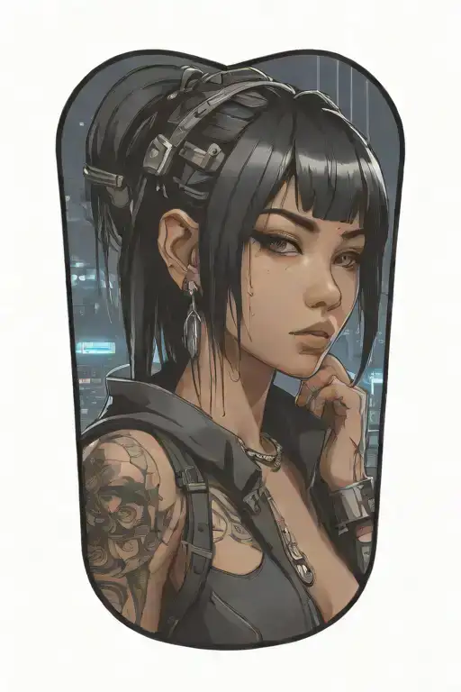 Anime Girl Cyberpunk Character