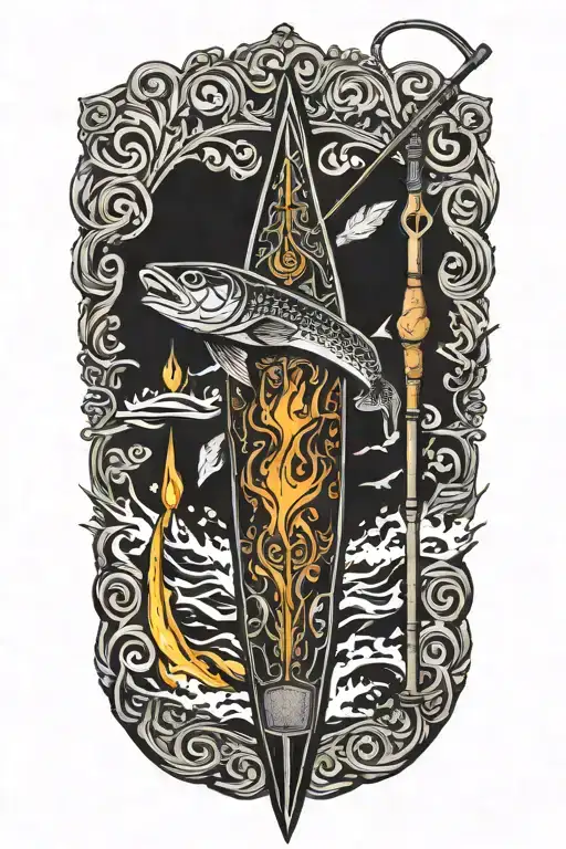 Fire Surf Board Fishing Rod Transforming Raw Material