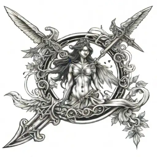 Infinity Sign With Tree Of Life And Archangel With A Sword