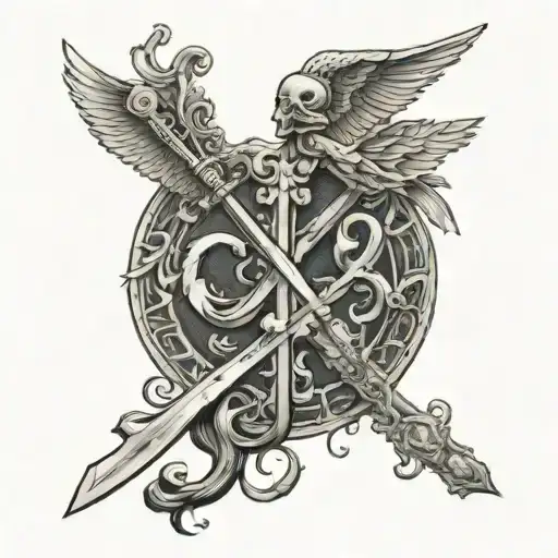 Infinity Sign With Tree Of Life And Archangel With A Sword