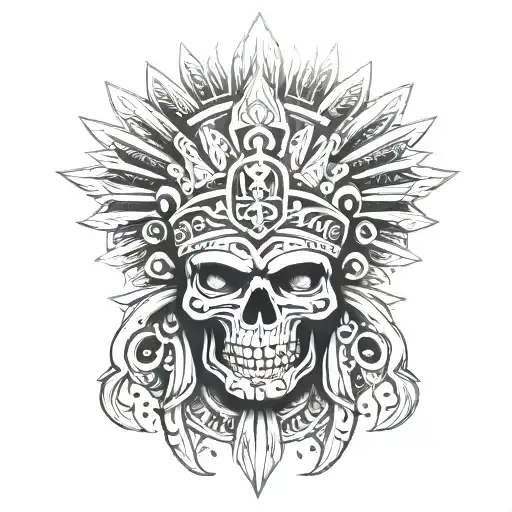 Aztec God Of Underworld Skull