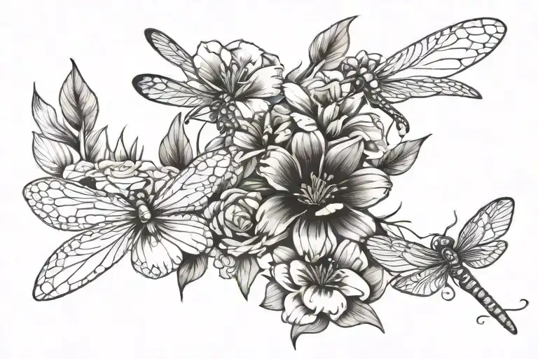 Flower And Dragonfly