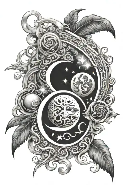 Tripple Moon And Triskelion Surrounded