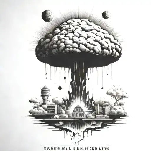 A Nuclear Explosion Mushroom Cloud Contained Within A Perfect Black Rectangle