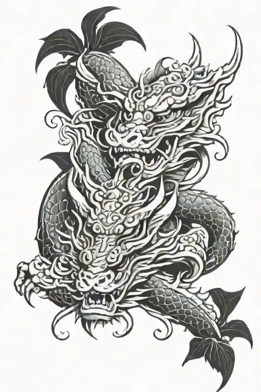 Dragon And Japanese Masks