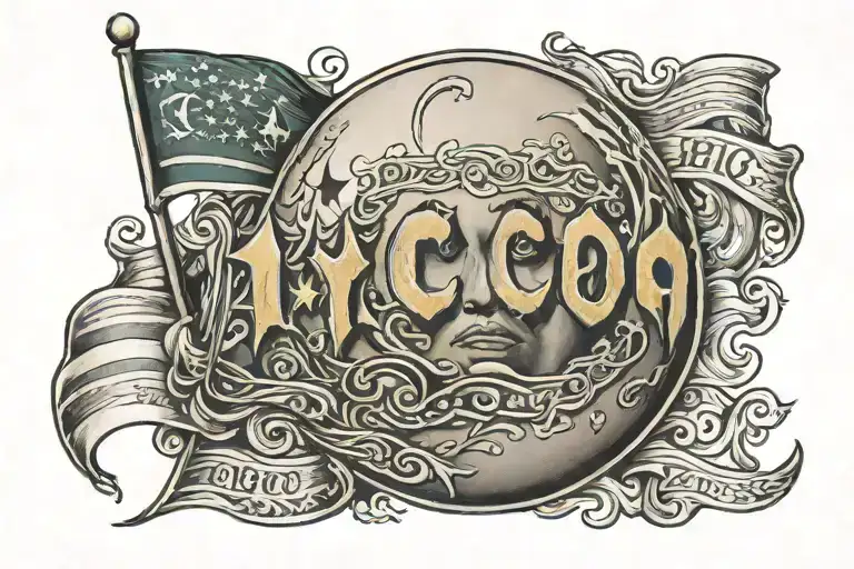 Moon With Word Rico Flag