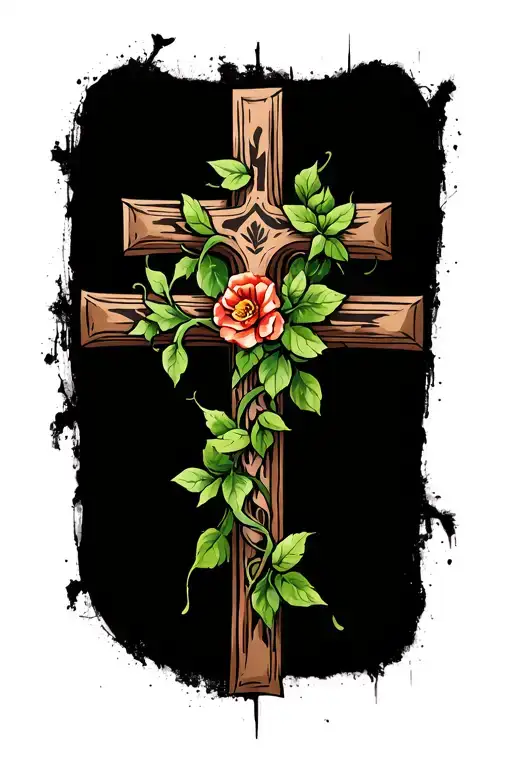 Cross With Vines Wrapping