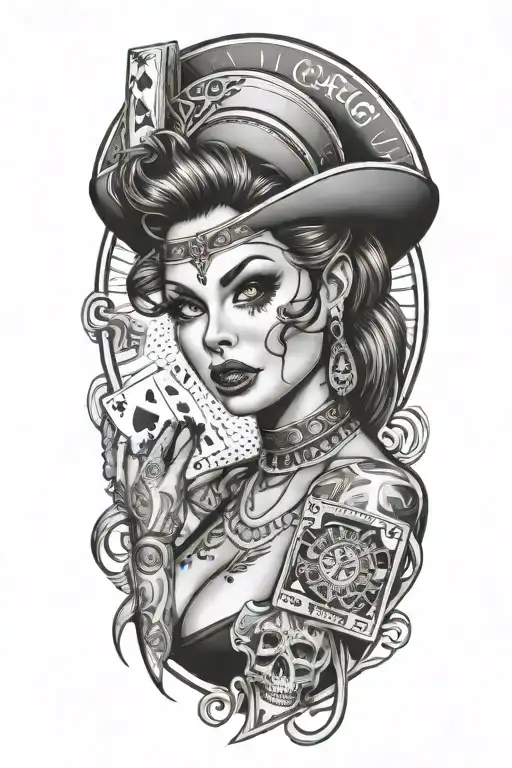 Sexy Woman Face Gambling