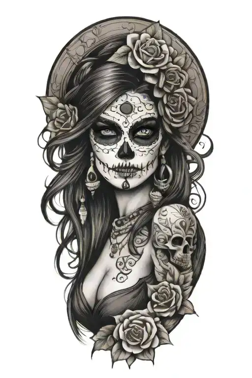 Sexy Woman Wit Day Of The Dead Gambling