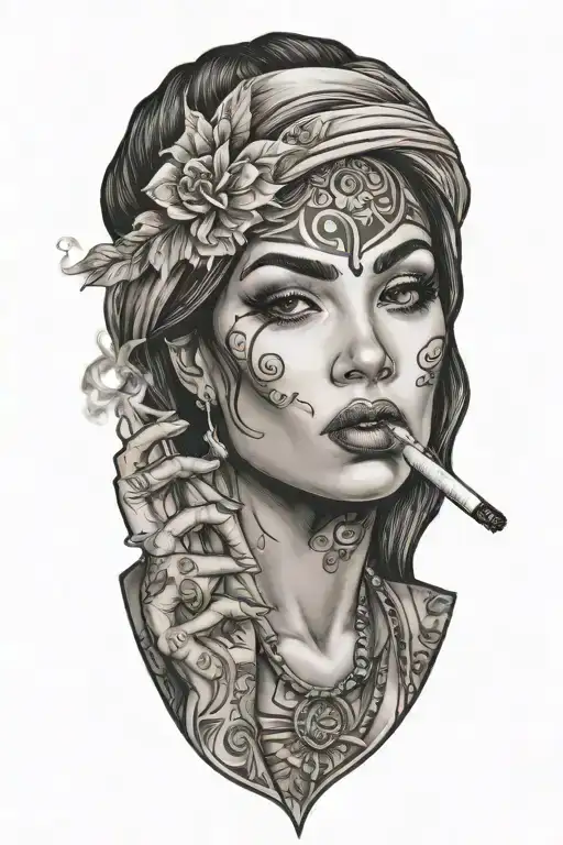 Sexy Woman Smoking Cigarette