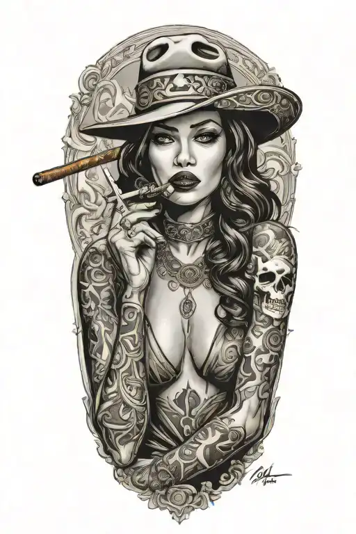 Sexy Woman Smoking Cigar