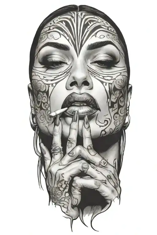 Sexy Woman Holing Fingers On Her Lips