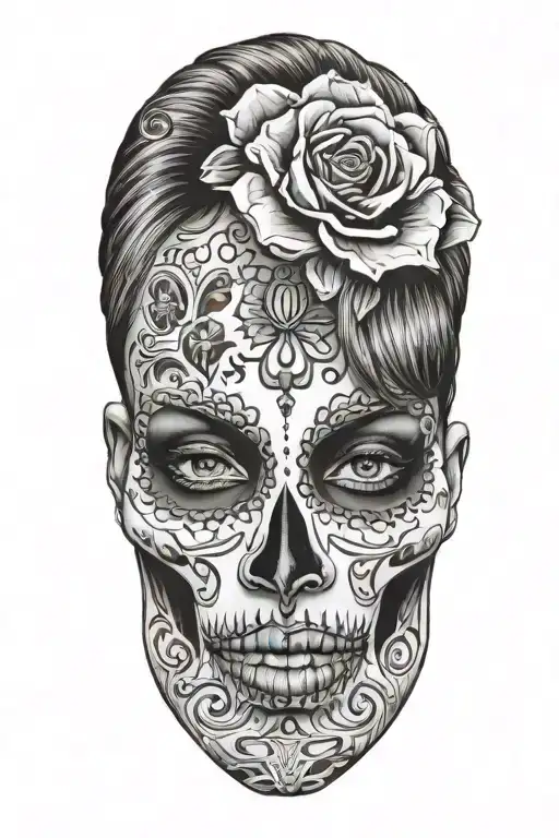 Sexy Woman Day Of The Dead Skull Face Fingers On Lips