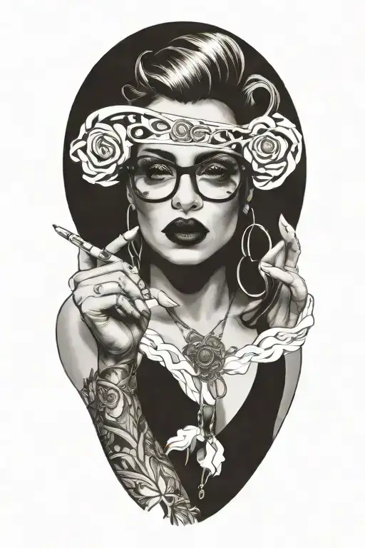 Sexy Woman With Glasses Lips Finger Tips Touch