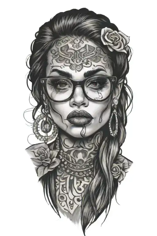 Sexy Woman With Glasses Lips Finger