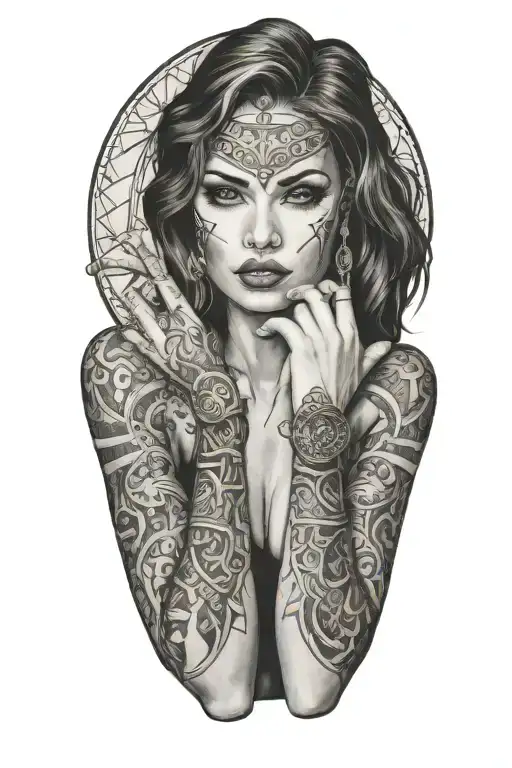 Sexy Woman Holding Hands Pointing Towards