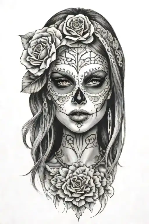 Sexy Woman Candy Skull Face