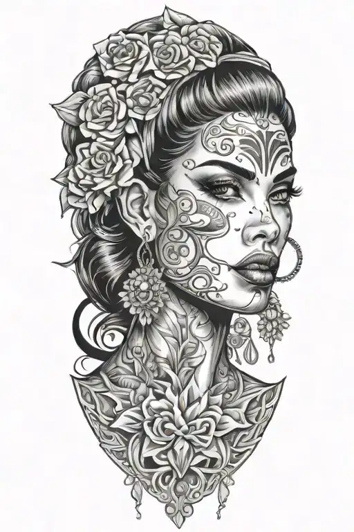 Sexy Woman Face With Gang