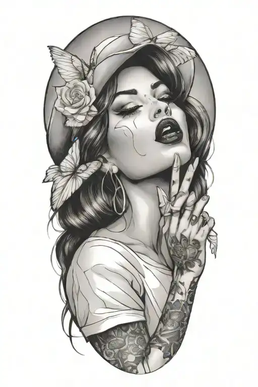 Sexy Woman Licking On Middle Finger