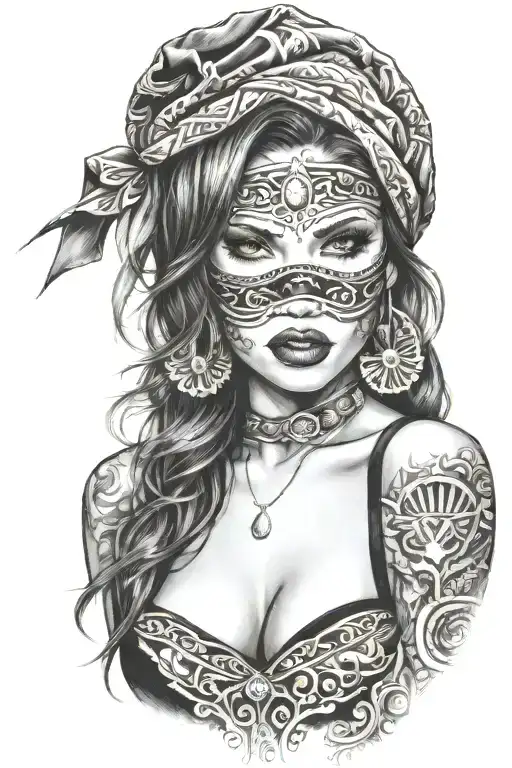 Sexy Woman Gangster Mask Bandana Wrapped